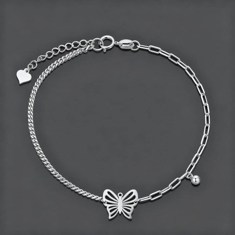Schmetterlings-Charm-Armband aus 10-karätigem Weißgold-4