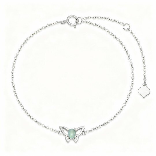 Pulseira com pendente borboleta em ouro branco 10K