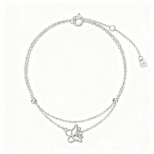 Pulseira com pendente borboleta em ouro branco 10K