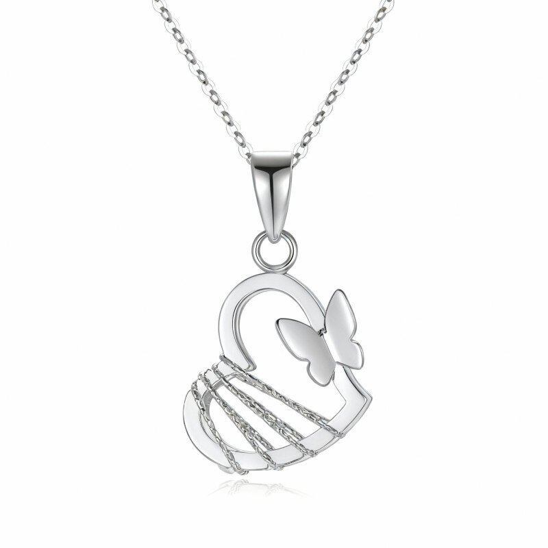 10K witgouden vlinder- en harthangerketting-8