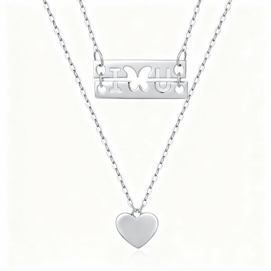 Colar em camadas com borboletas em ouro branco 10K