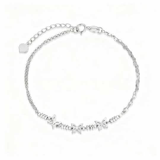 Pulseira em camadas com borboletas em ouro branco 10K