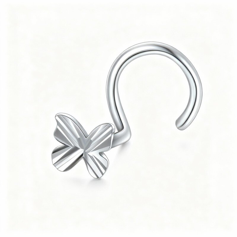 10K White Gold Butterfly Nose Ring-1