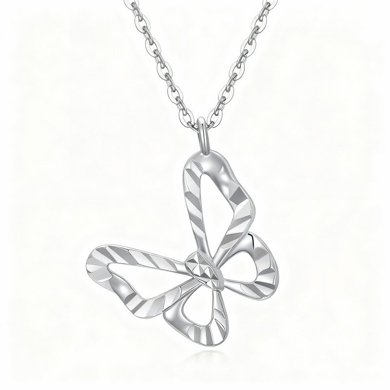 Colar com pendente de borboleta em ouro branco 10K-1