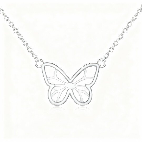 Colar com pendente de borboleta em ouro branco 10K