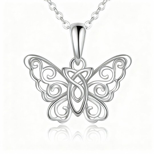 Colar com pendente de borboleta em ouro branco 10K