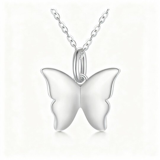 Schmetterlingsanhänger-Halskette aus 10-karätigem Weißgold