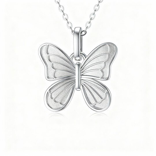 Collier pendentif papillon en or blanc 9 carats