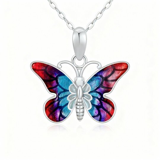 Colar com pendente de borboleta em ouro branco 10K