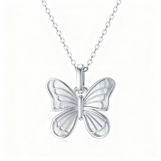 Colar com pendente de borboleta em ouro branco 10K