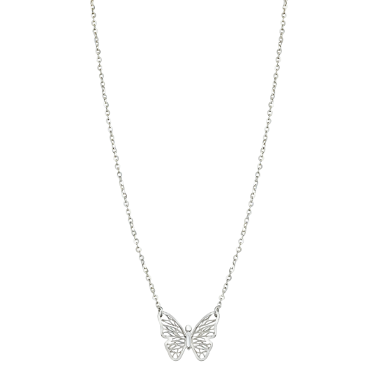 10K White Gold Butterfly Pendant Necklace