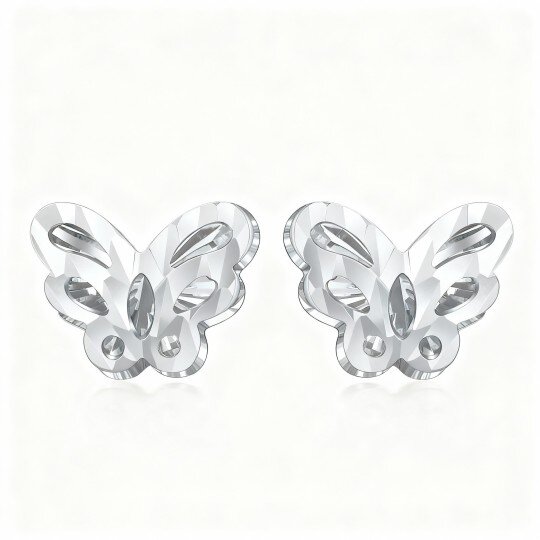 10K White Gold Butterfly Stud Earrings