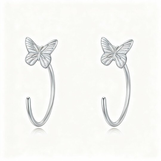 10K White Gold Butterfly Stud Earrings