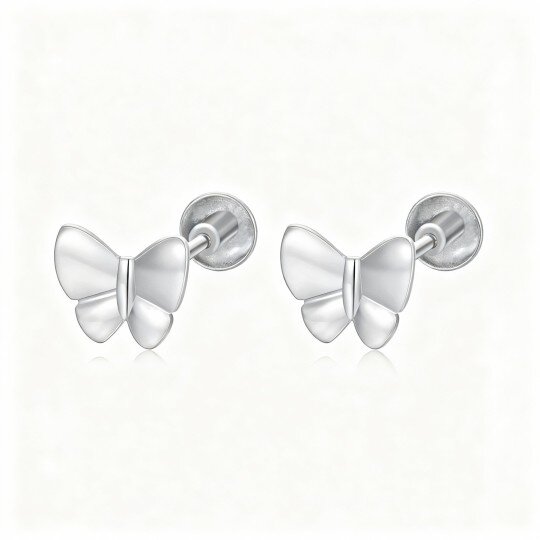 10K White Gold Butterfly Stud Earrings