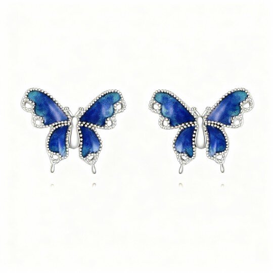 10K White Gold Butterfly Stud Earrings