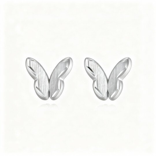 10K White Gold Butterfly Stud Earrings