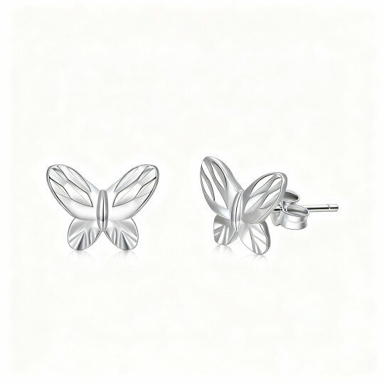10K White Gold Butterfly Stud Earrings