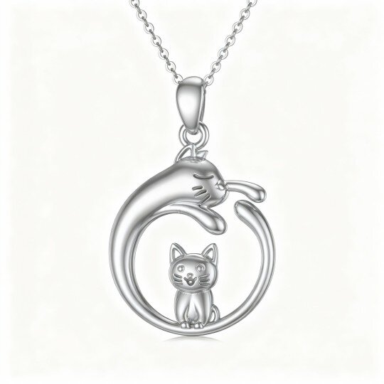 10K White Gold Cat Pendant Necklace