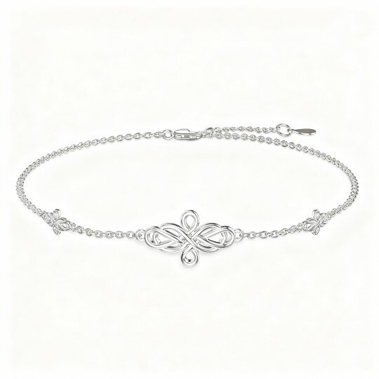 Pulseira com pendente nó celta em ouro branco 10K