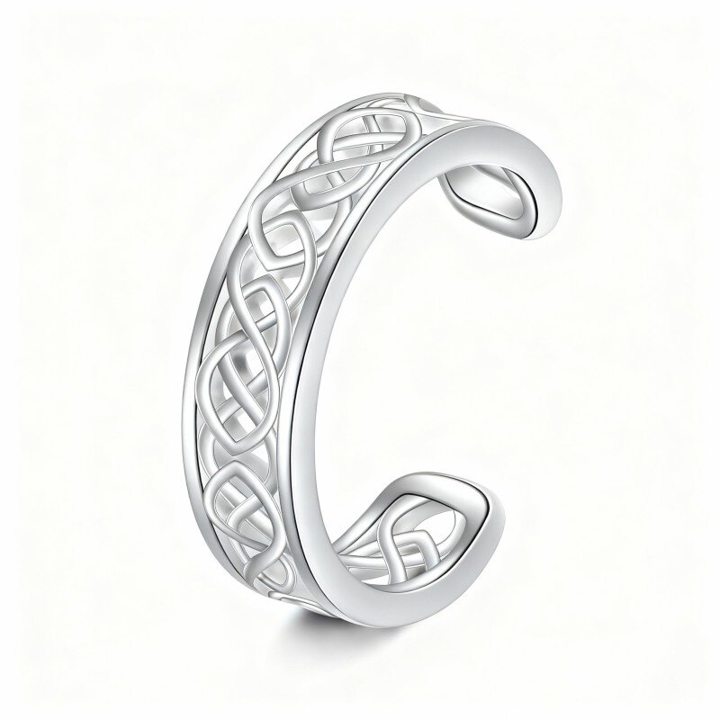 14K White Gold Celtic Knot Cuff Earrings-1