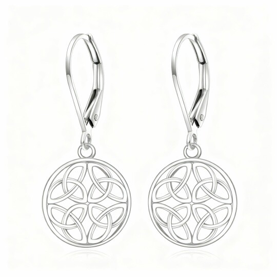 10K White Gold Celtic Knot Drop Earrings