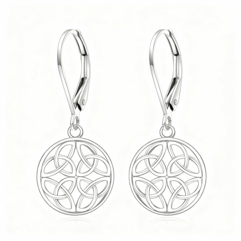 10K White Gold Celtic Knot Drop Earrings-20