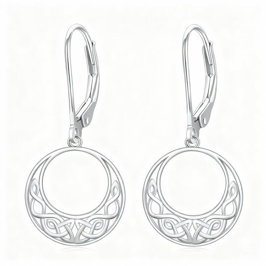 10K White Gold Celtic Knot Drop Earrings