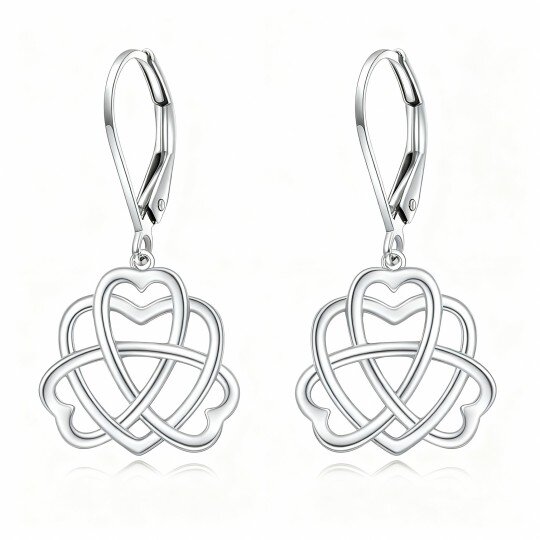 10K White Gold Celtic Knot Drop Earrings