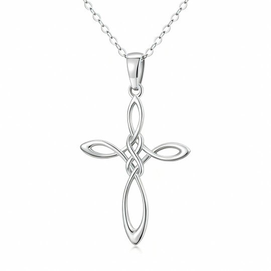 10Kホワイトゴールド ケルトノット＆ハートペンダントネックレス