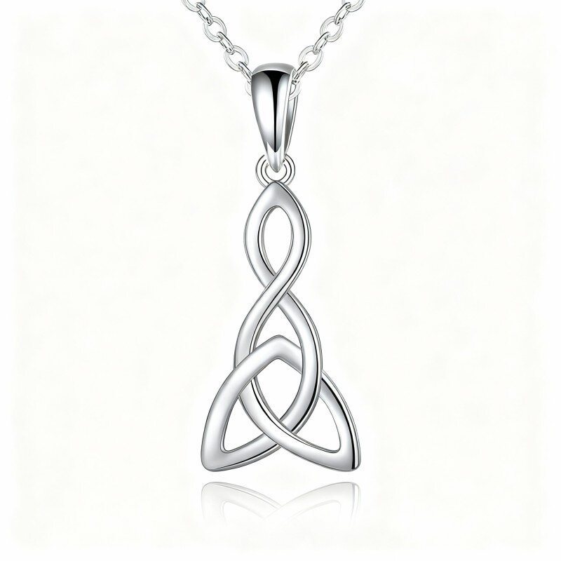 10K White Gold Celtic Knot Pendant Necklace-9