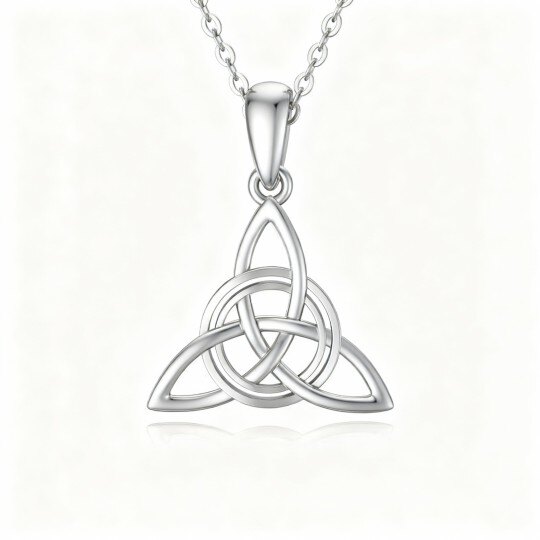Collar con colgante de nudo celta en oro blanco de 10 quilates