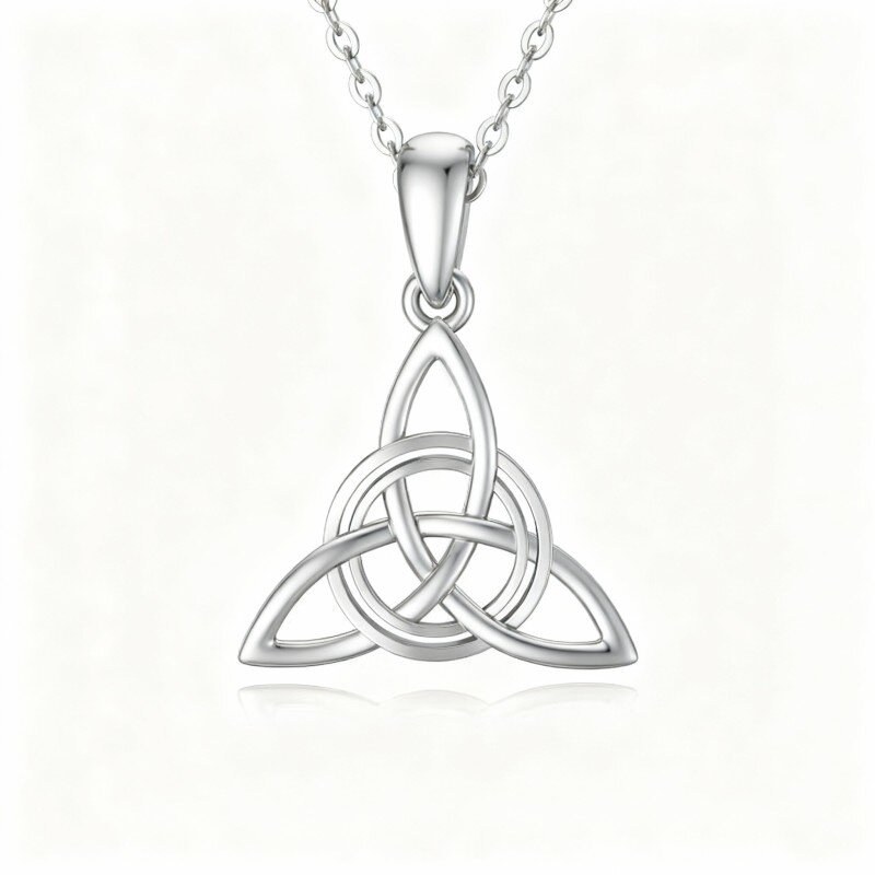 Collana con ciondolo nodo celtico in oro bianco 10K-14