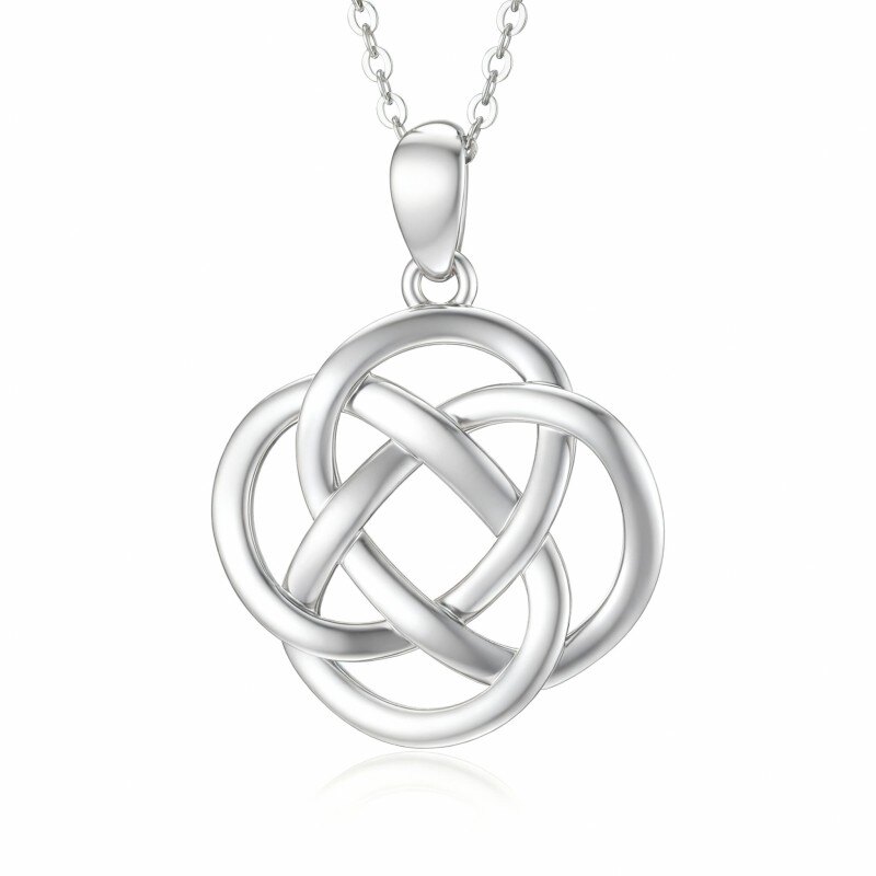 9K White Gold Celtic Knot Pendant Necklace-1