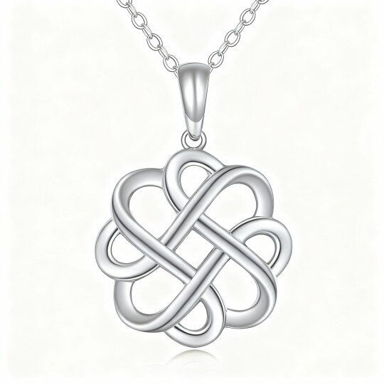 14K White Gold Celtic Knot Pendant Necklace