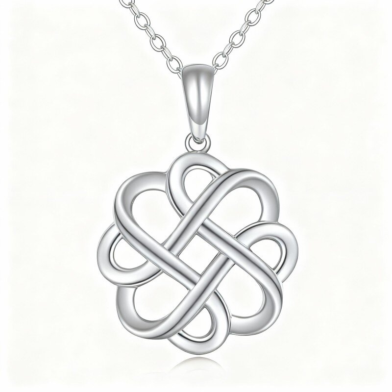 14K White Gold Celtic Knot Pendant Necklace-19