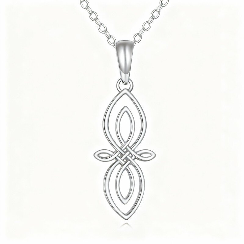 Collar con colgante de nudo celta en oro blanco de 10 quilates-20