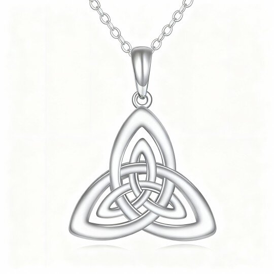 Collana con ciondolo nodo celtico in oro bianco 10K