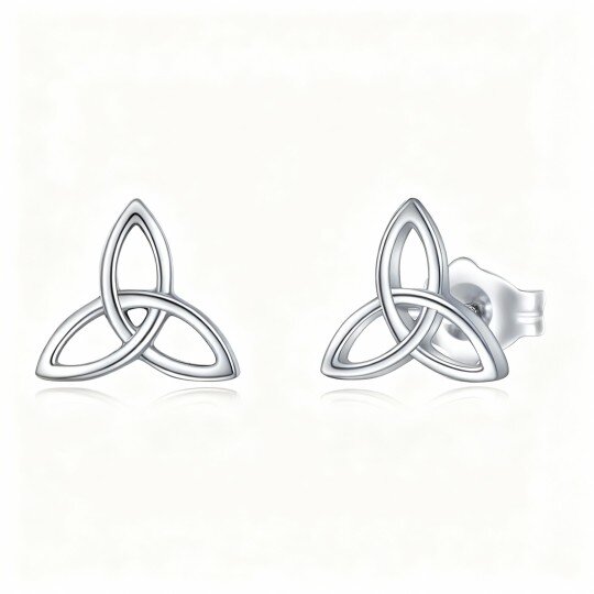 10K White Gold Celtic Knot Stud Earrings