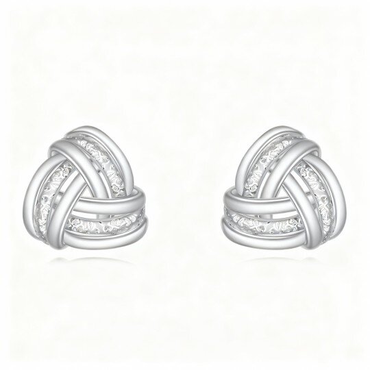 10K White Gold Celtic Knot Stud Earrings