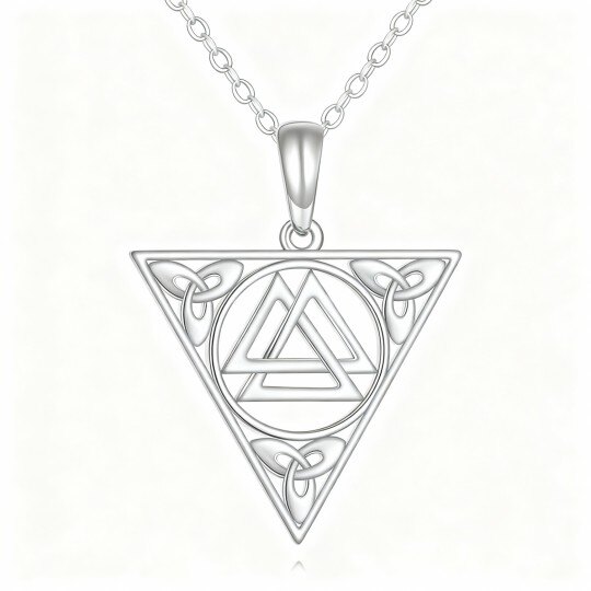 10Kホワイトゴールド ケルトノット＆トライアングルペンダントネックレス
