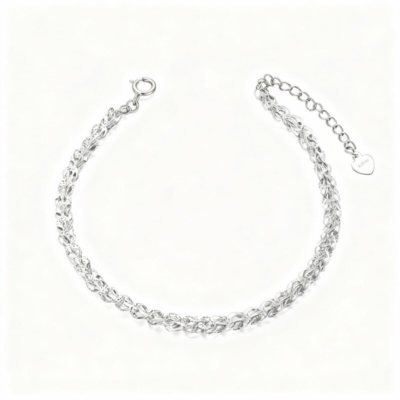 10K White Gold Chain Bracelet-16