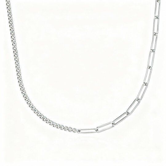 Colar com corrente em ouro branco 10K