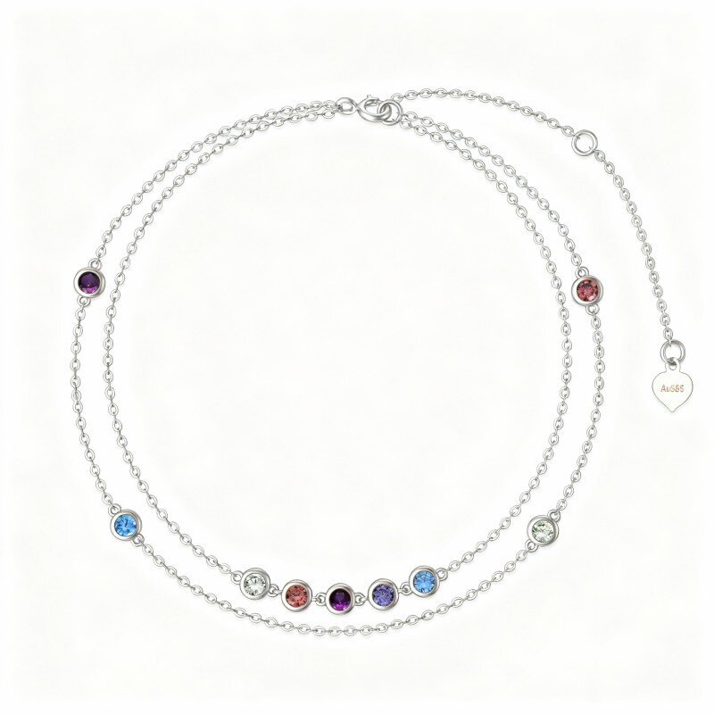 10K White Gold Cubic Zirconia Charm Bracelet-18