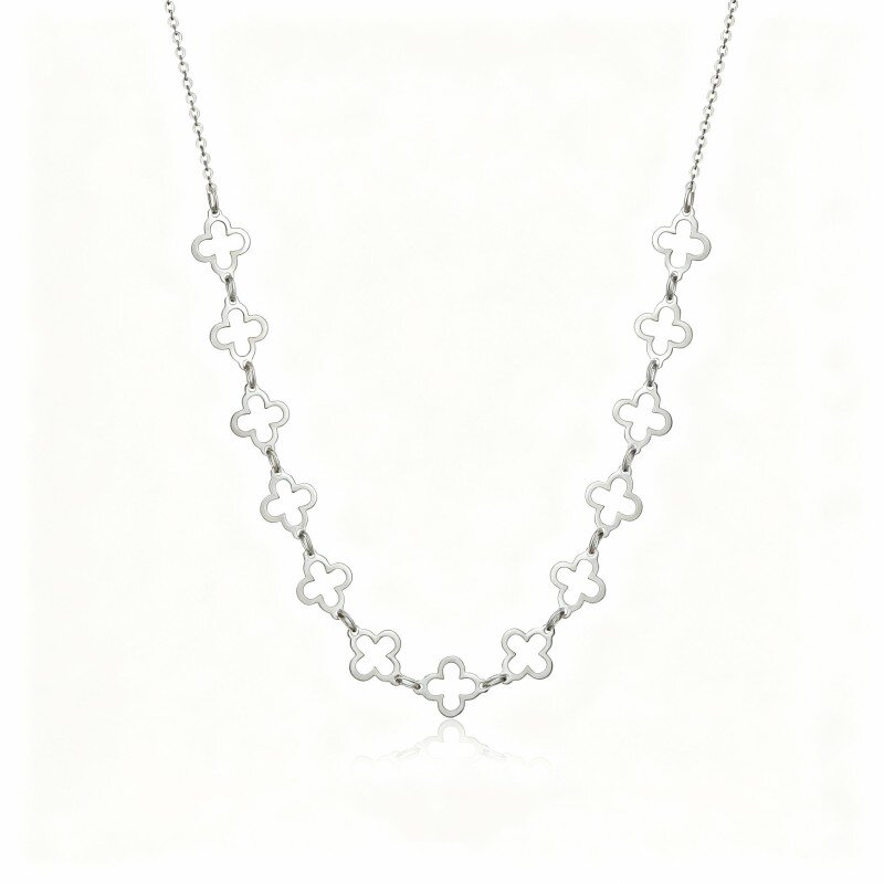 10K White Gold Cherry Blossom Pendant Necklace-3