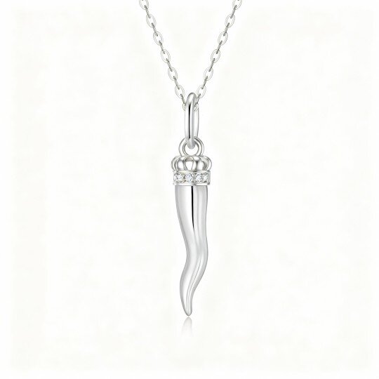 10K White Gold Cubic Zirconia Chili Pendant Necklace