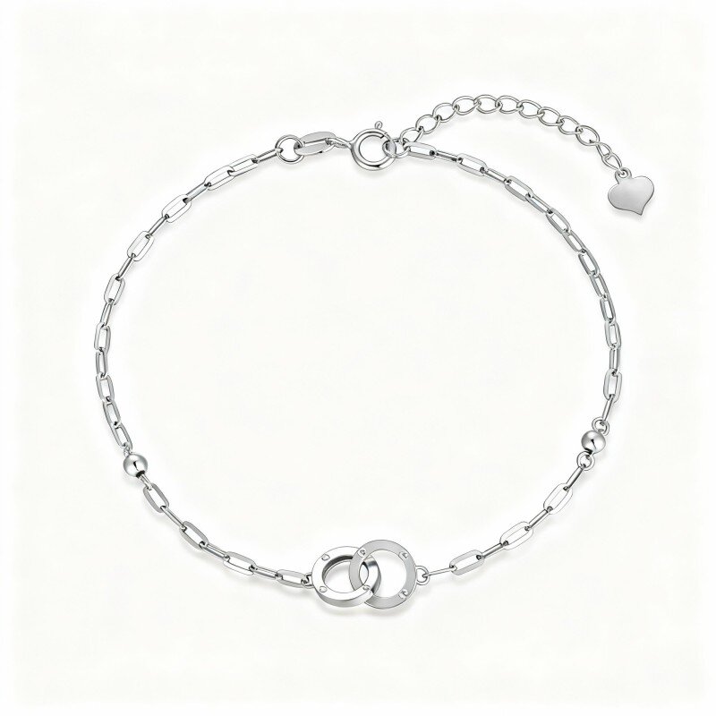 Pulseira com pendente circular em ouro branco 10K-3