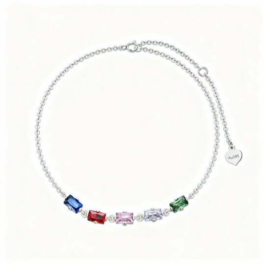 10K witgouden armband met kubieke zirkonia cirkelbedel