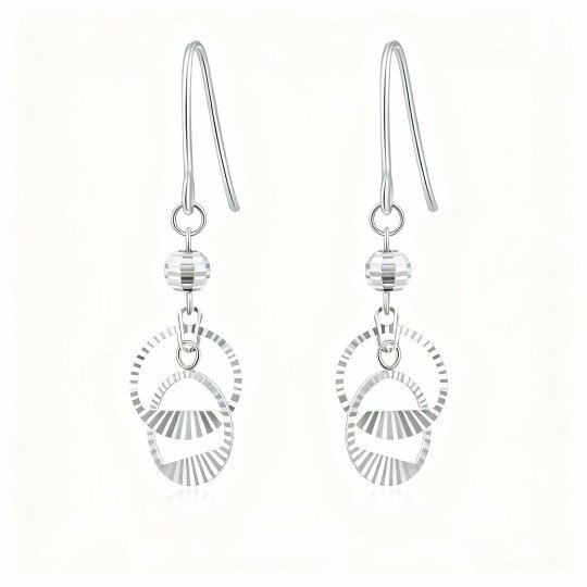 10K White Gold Circle Drop Earrings