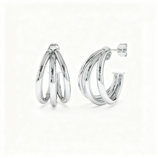 10K White Gold Circle Hoop Earrings