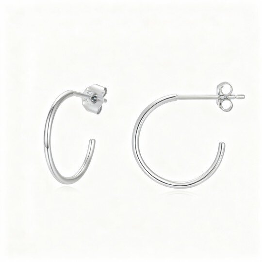 10K White Gold Circle Hoop Earrings